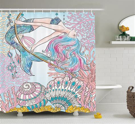 mermaid shower curtain set|mermaid shower curtain examples.